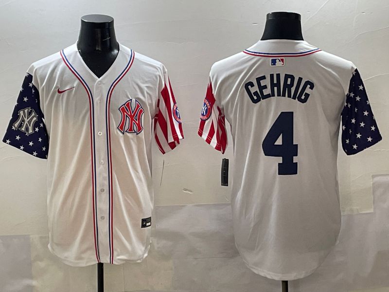 Men New York Yankees 4 Gehrig White a generation of national flags Jointly Name 2025 Nike MLB Jersey style 7